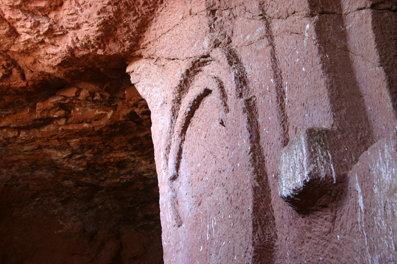 moon carving south wall